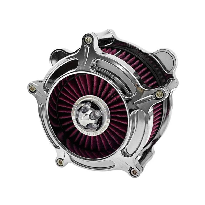 YIJIEBAO Turbinenluftfilter Chrom-Ansaugfilter passend for Harley Sportster XL 48 883 Dyna V-Rod Softail Fat Boy Touring Ultra FLHR FLHX(Air Filter C) von YIJIEBAO