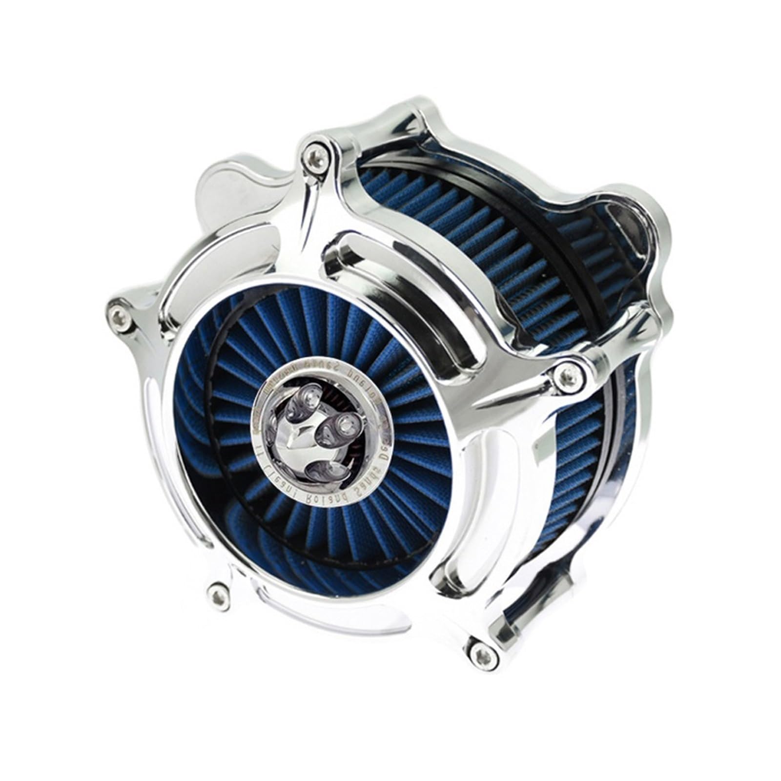 YIJIEBAO Turbinenluftfilter Chrom-Ansaugfilter passend for Harley Sportster XL 48 883 Dyna V-Rod Softail Fat Boy Touring Ultra FLHR FLHX(Blue Filter B) von YIJIEBAO