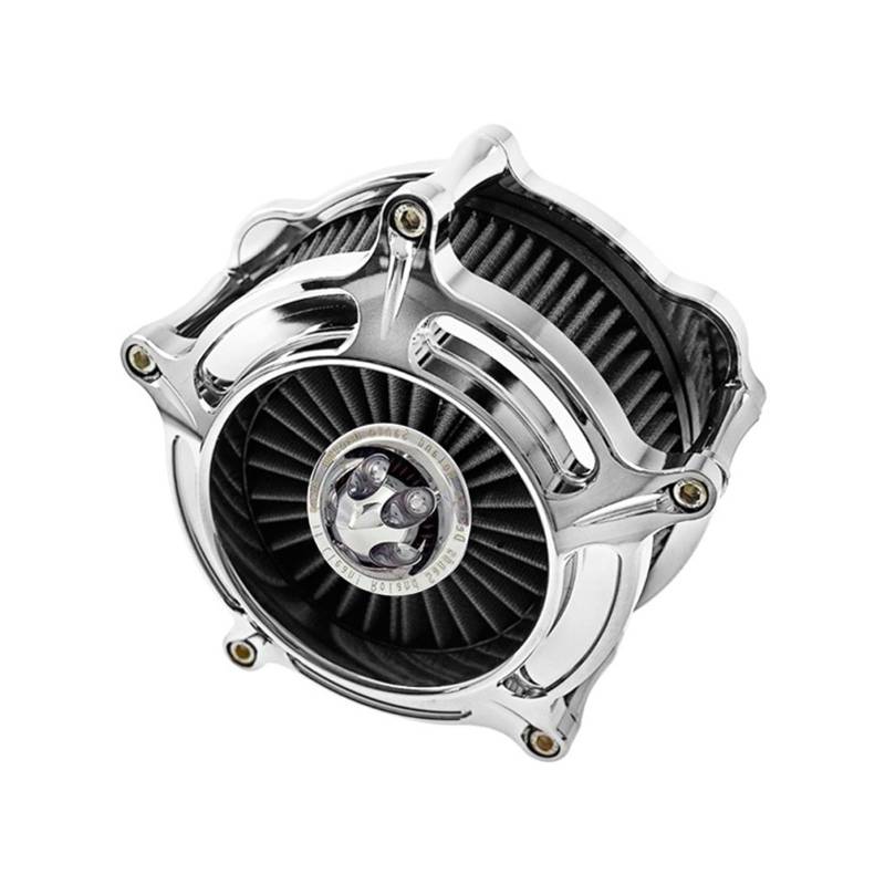 YIJIEBAO Turbinenluftfilter Chrom-Ansaugfilter passend for Harley Sportster XL 48 883 Dyna V-Rod Softail Fat Boy Touring Ultra FLHR FLHX(Gray Filter A) von YIJIEBAO