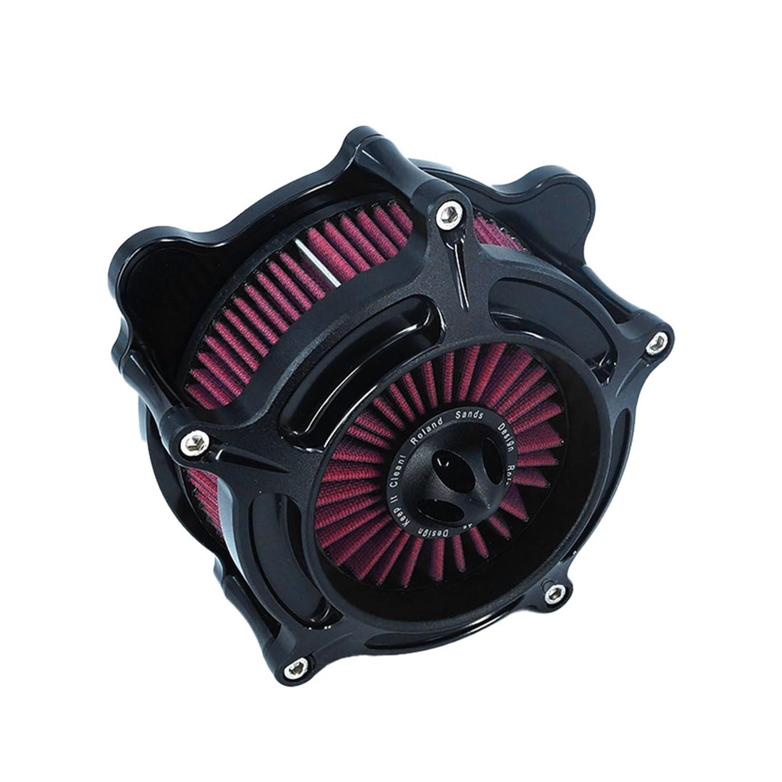 YIJIEBAO Turbinenluftfilter Mattschwarzer Ansaugfilter Passend for Harley Sportster XL 883 Dyna V-Rod Softail Fat Boy Touring Ultra FLHR FLHX(Air Filter D) von YIJIEBAO