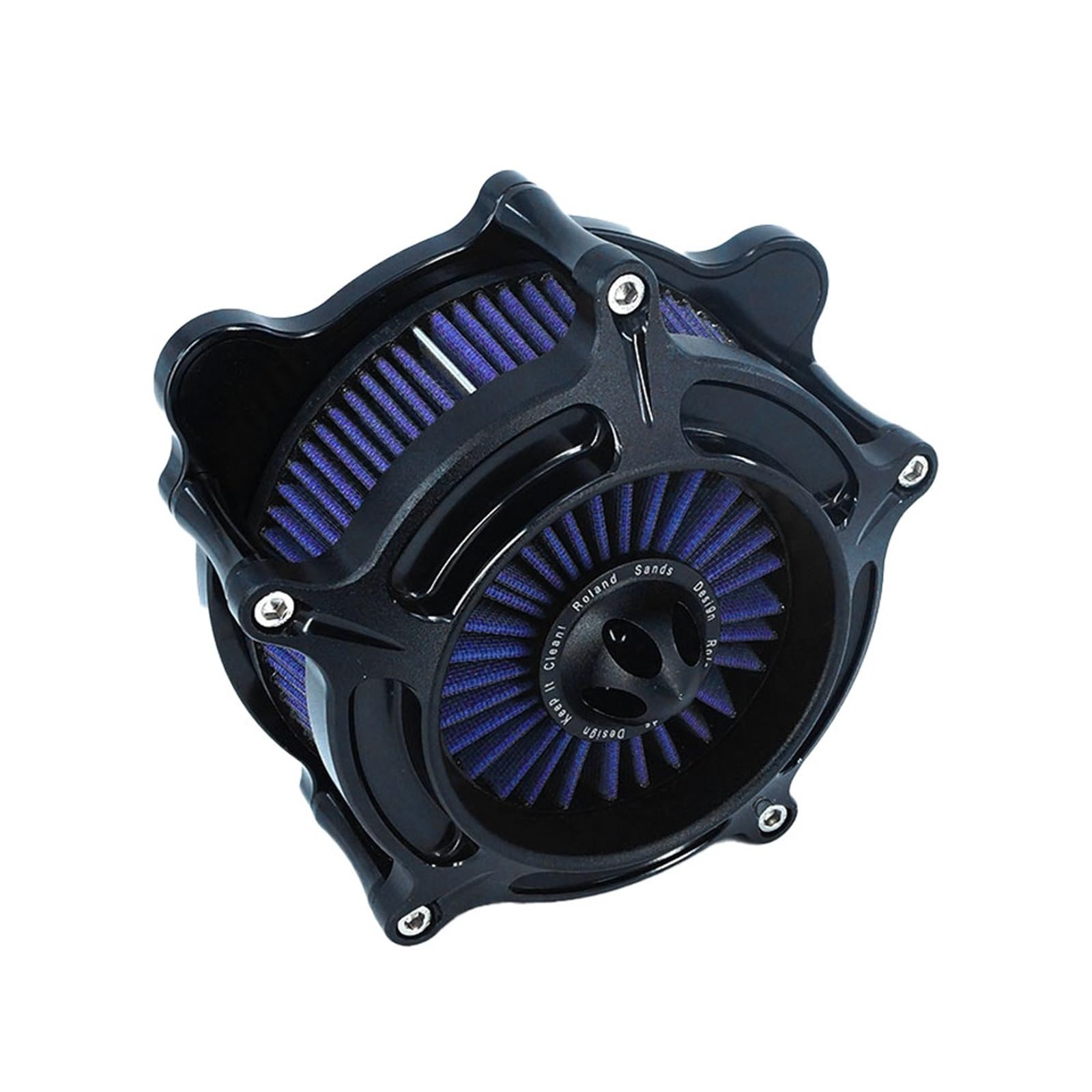 YIJIEBAO Turbinenluftfilter Mattschwarzer Ansaugfilter Passend for Harley Sportster XL 883 Dyna V-Rod Softail Fat Boy Touring Ultra FLHR FLHX(Blue Filter D) von YIJIEBAO