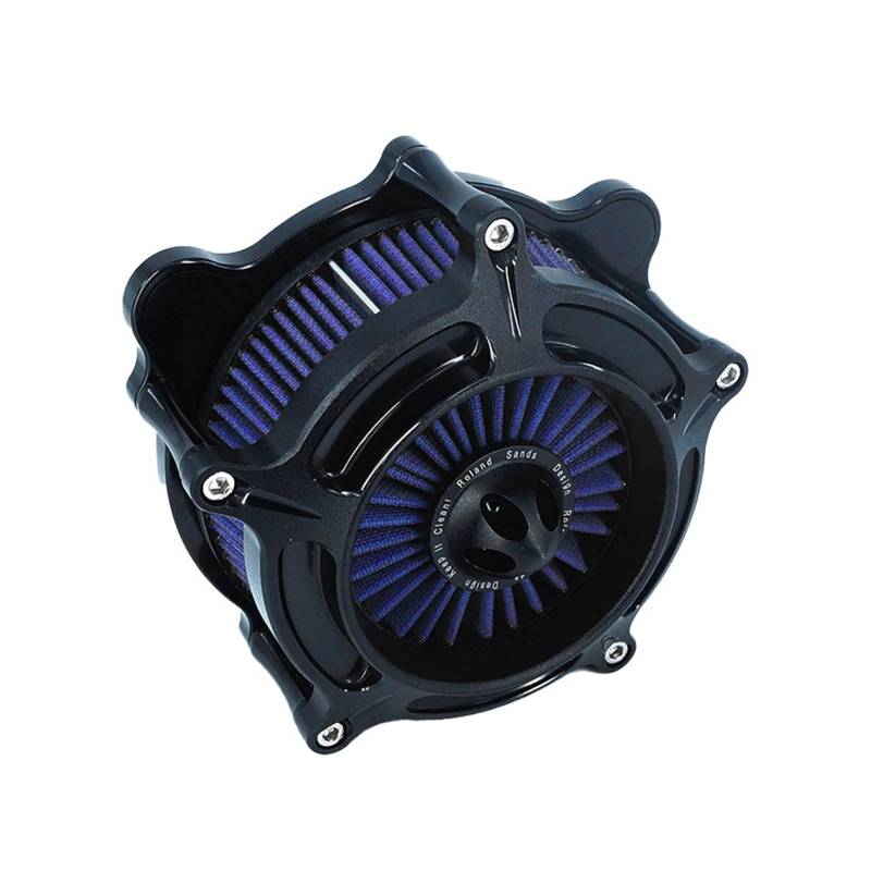 YIJIEBAO Turbinenluftfilter Mattschwarzer Ansaugfilter Passend for Harley Sportster XL 883 Dyna V-Rod Softail Fat Boy Touring Ultra FLHR FLHX(Blue Filter D) von YIJIEBAO