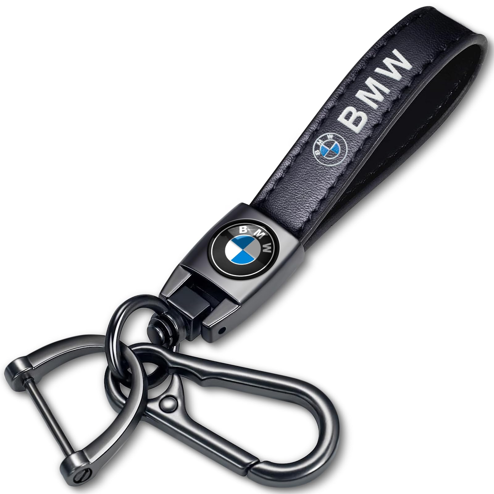 YIJIN Echtes Leder Schlüsselanhänger für BMW M 3 5 7 X1 X3 M3 M5 X1 X5 X6 Autoschlüsselbund für Männer und Frauen Schlüsselring Zubehör schwarz von YIJIN