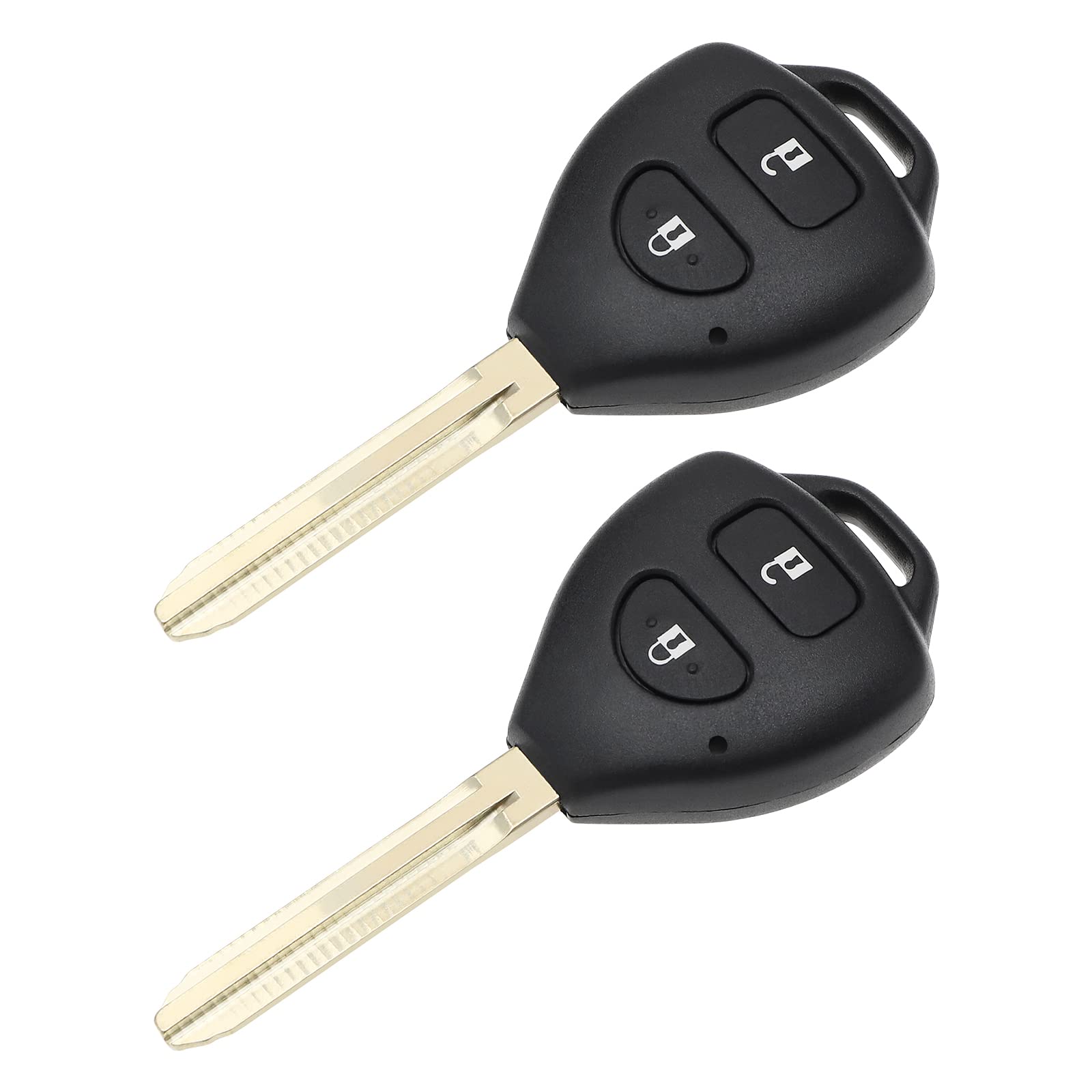 YINETTECH 2 Stück Autoschlüsselgehäuse mit ungeschliffenem Schlüsselblatt, kompatibel mit RAV4 Auris Corolla Hilux Avensis 2 Tasten Schlüsselanhänger Gehäuse Ersatz Schlüsselabdeckung von YINETTECH