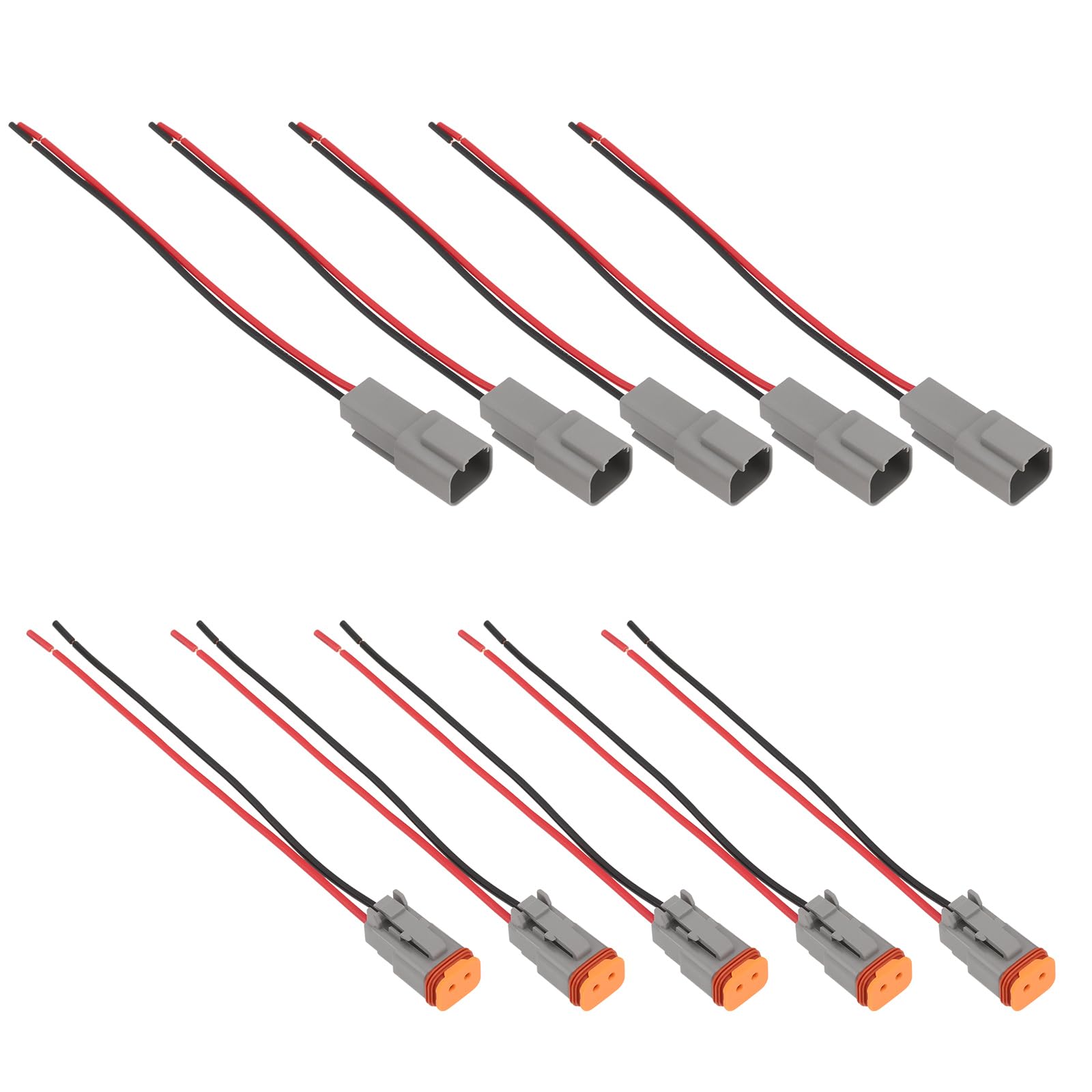 YINETTECH 10 Stück 2-poliger DT-Stecker Kfz-Elektrikstecker Stecker Und Buchse mit 15 cm 18AWG-Kabel für Kfz-Industrie- Und Renn-LED-Arbeitsscheinwerfer YINETTECH 10 Stück 2-poliger DT-Stecker Kfz-Elektrikstecker Stecker Und Buchse mit 15 cm 18AWG-Kabel für Kfz-Industrie- Und Renn-LED-Arbeitsscheinwerfer von YINETTECH