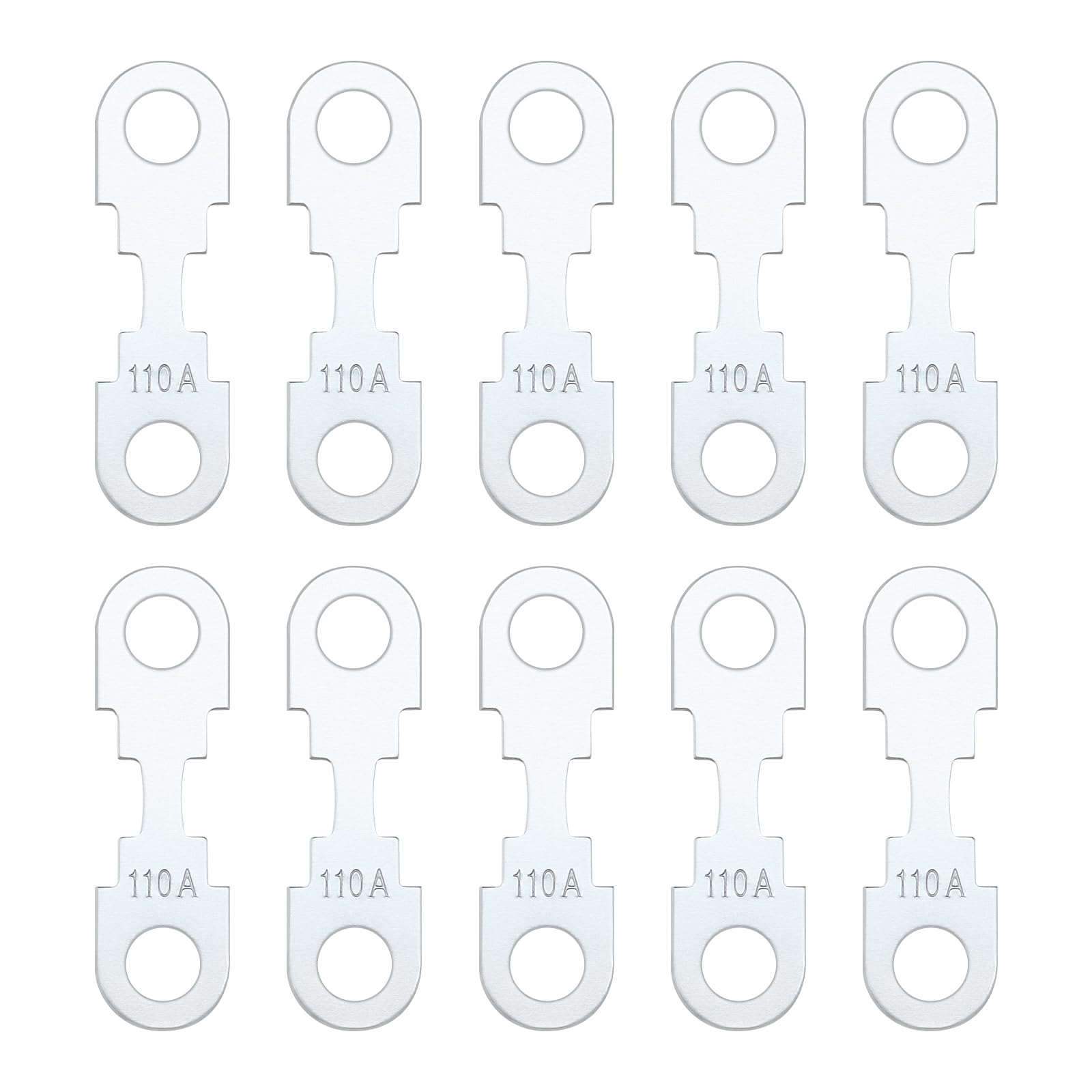 YINETTECH 10 Stück Flachsicherungsstreifen Silberfarben Zinklegierung Zubehör Ersatzteil Flachsicherungsstreifen 110 A DC 32 V Kompatibel mit Opel Kompatibel mit VW von YINETTECH