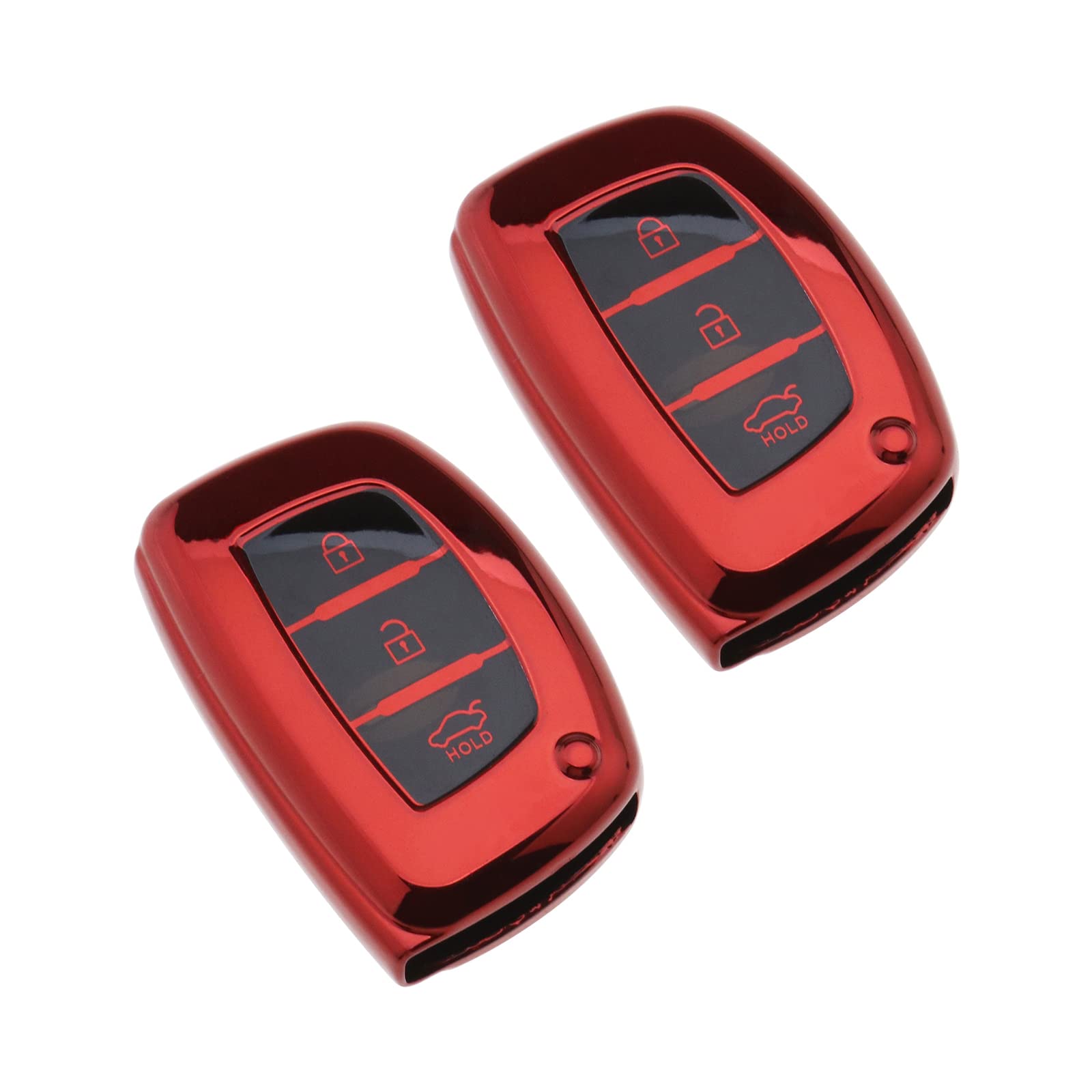 YINETTECH 2 x Autoschlüsselhülle Finish TPU 3 Tasten Autoschlüssel Hülle Fall Rot glänzend Kompatibel mit Hyundai Kia IX20 / IX30 / IX35 / IX45 / IX55 / I40 / Tucson/Santa Fe von YINETTECH
