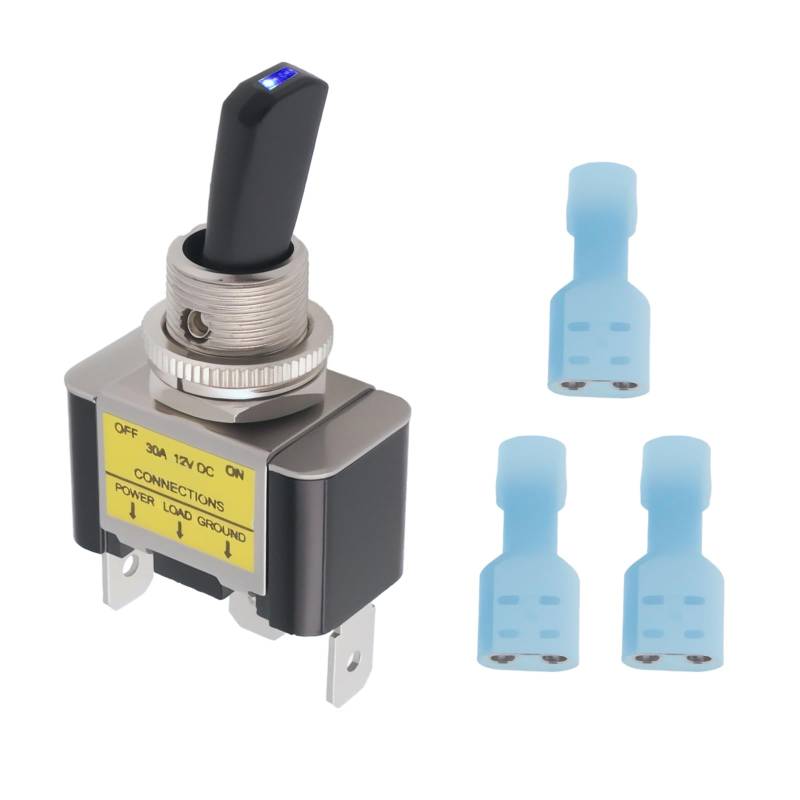YINETTECH 20A 12V LED-Kippschalter-Kit EIN-Aus SPST mit Crimp-Anschlüssen Geeignet für Autos Schiffe Industrieanlagen von YINETTECH