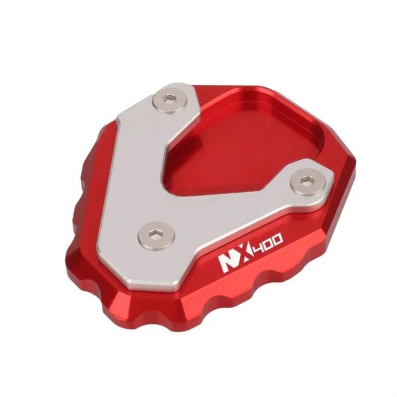 YINZO Motorrad SeitenstäNder Für NX500 NX 500 NX400 NX 400 2024 Motorrad CNC Ständer Fuß Seite Stehen Verlängerung Pad Unterstützung Platte(Red-NX400) von YINZO