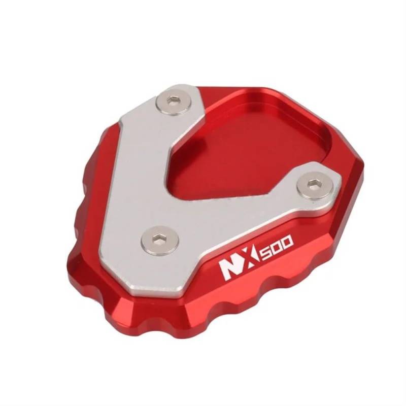 YINZO Motorrad SeitenstäNder Für NX500 NX 500 NX400 NX 400 2024 Motorrad CNC Ständer Fuß Seite Stehen Verlängerung Pad Unterstützung Platte(Red-NX500) von YINZO