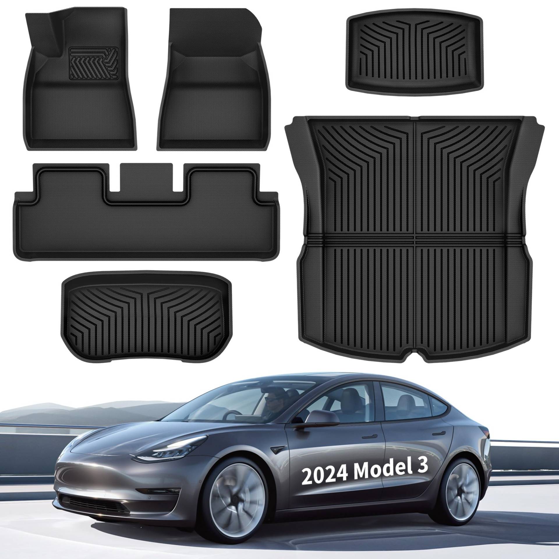 YITAHOME Tesla Model 3 Highland Fußmatten Gesamtset, Allwetter Anti-Rutsch Hochwandig 3D wasserdichte Allwetter-Innenmatten Antirutschmatten Set Kompatibel mit Nur Model 3 Highland (6 Stück Fußmatten) YITAHOME Tesla Model 3 Highland Fußmatten Gesamtset, Allwetter Anti-Rutsch Hochwandig 3D wasserdichte Allwetter-Innenmatten Antirutschmatten Set Kompatibel mit Nur Model 3 Highland (6 Stück Fußmatten) von YITAHOME