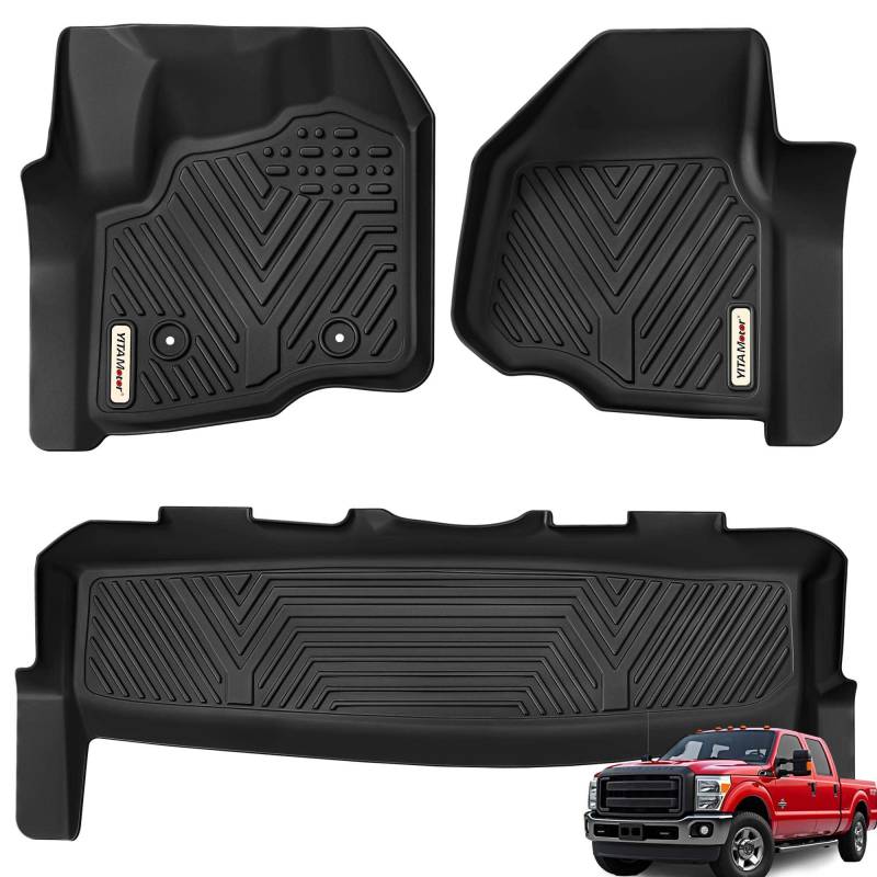 YITAMOTOR Fußmatten kompatibel mit 2012–2016 Ford F-250/F-350/F-450 SuperCrew/Crew Cab, individuelle Passform 1 St. & 2. Sitz 2-reihiges Bodenauskleidungsset von YITAMOTOR