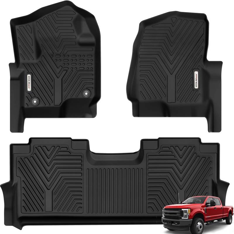 YITAMOTOR Fußmatten kompatibel mit F250/F350, maßgeschneiderte Bodenbeläge für Ford F-250/F-350 SuperCrew Cab, 1. & 2. Reihe Allwetterschutz, Schwarz von YITAMOTOR