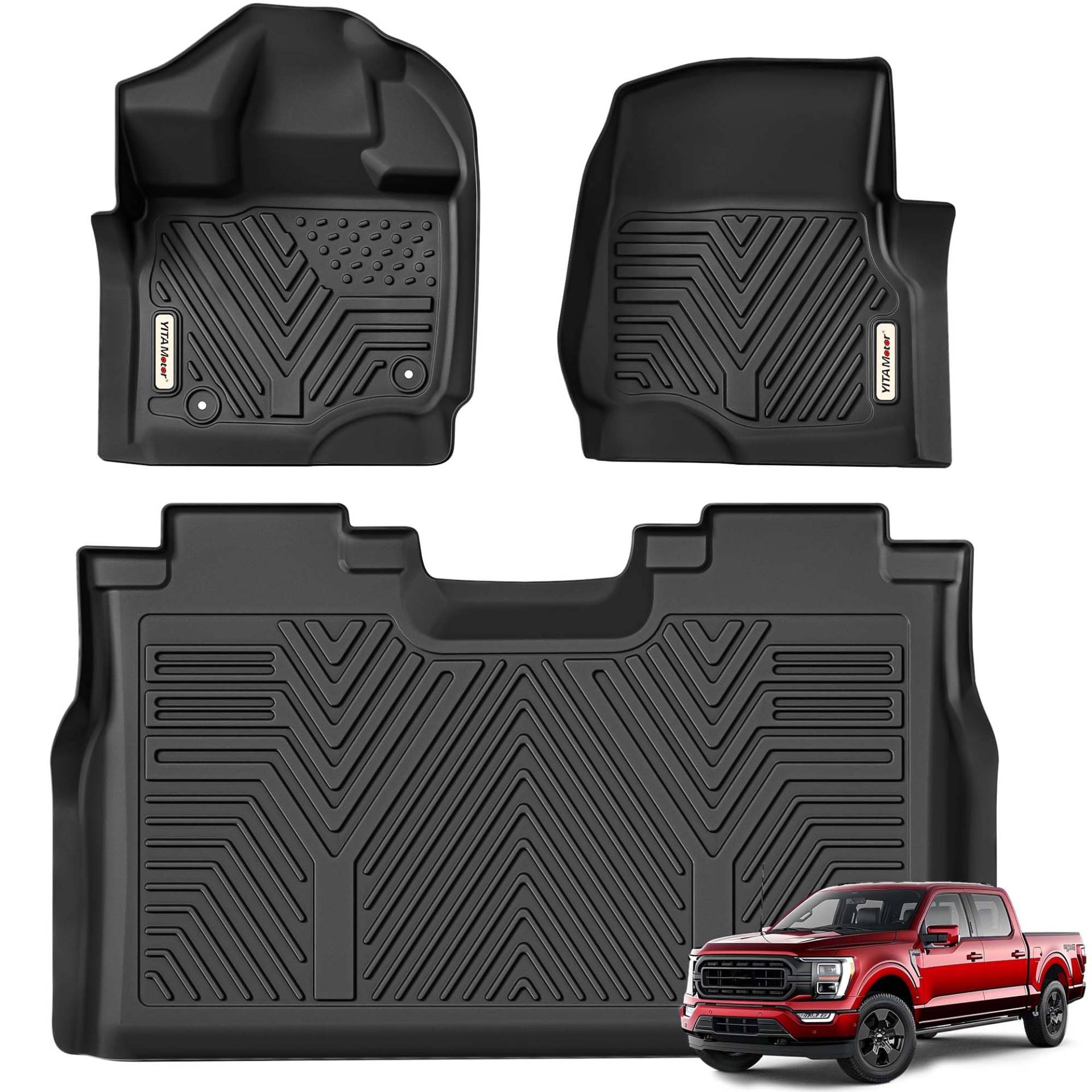 Yitamotor Fußmatten für F150, passgenau, für Ford F-150 SuperCrew Fahrerkabine, 1. und 2. Reihe, Allwetterschutz Yitamotor Fußmatten für F150, passgenau, für Ford F-150 SuperCrew Fahrerkabine, 1. und 2. Reihe, Allwetterschutz von YITAMOTOR