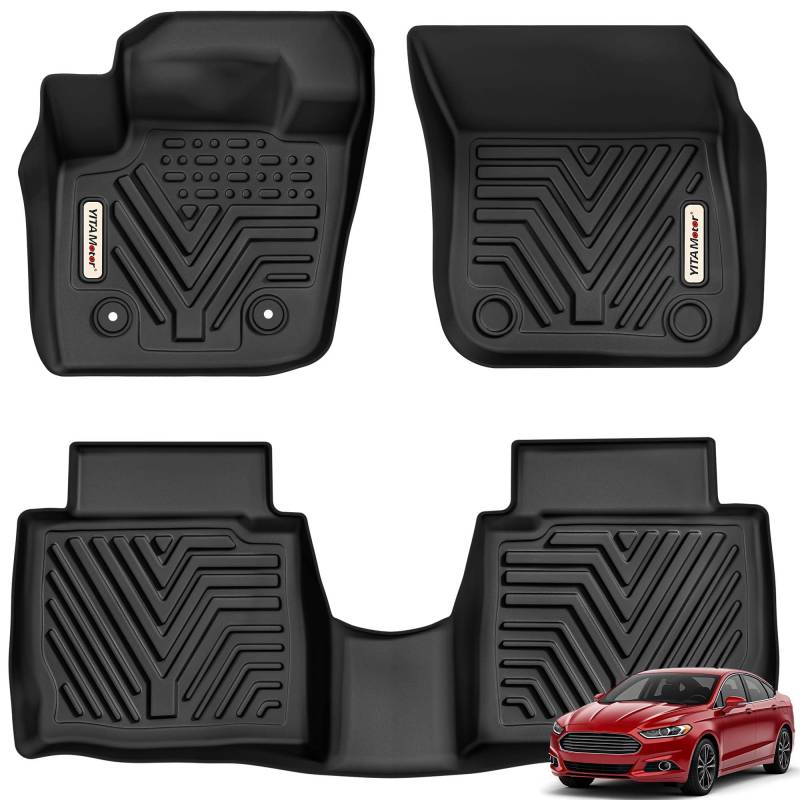 Yitamotor Fußmatten kompatibel für 2013–2016 Ford Fusion Energi/Titanium/Lincoln MKZ, inkl. 1. Vorder- und 2. Allwetter-Schutz Bodeneinsätze. von YITAMOTOR