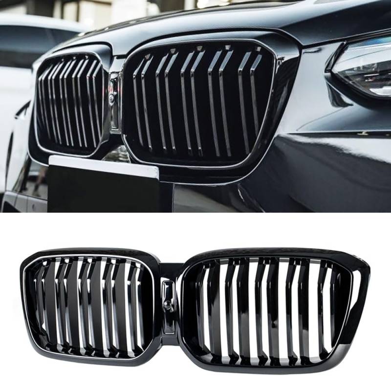 Gangying G01 G02 Kühlergrill für BMW X3 X4 G01 G02 Nieren Schwarz LCI Facelift X3 X4 Grill Schwarzer Glanz Doppelsteg Grill 2022 2023 2024 von YIUBCZOQI