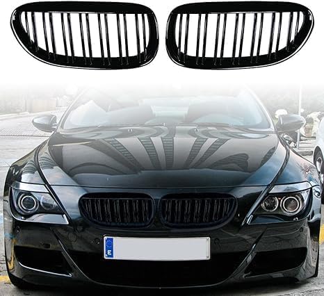 YIUBCZOQI E63 Kühlergrill für BMW 6er E63 E64 650i M6 Coupe Grill Glanz Schwarz Doppelsteg Sport Kühlergrill 2004-2010 von YIUBCZOQI