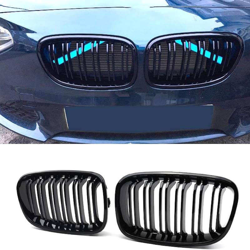 YIUBCZOQI F20 F21 Grill Passend für BMW 1er F20 F21 Nieren Schwarz 2011 2012 2013 2014 F20 Kühlergrill Doppelsteg Glänzend Schwarz Sport Nieren von YIUBCZOQI