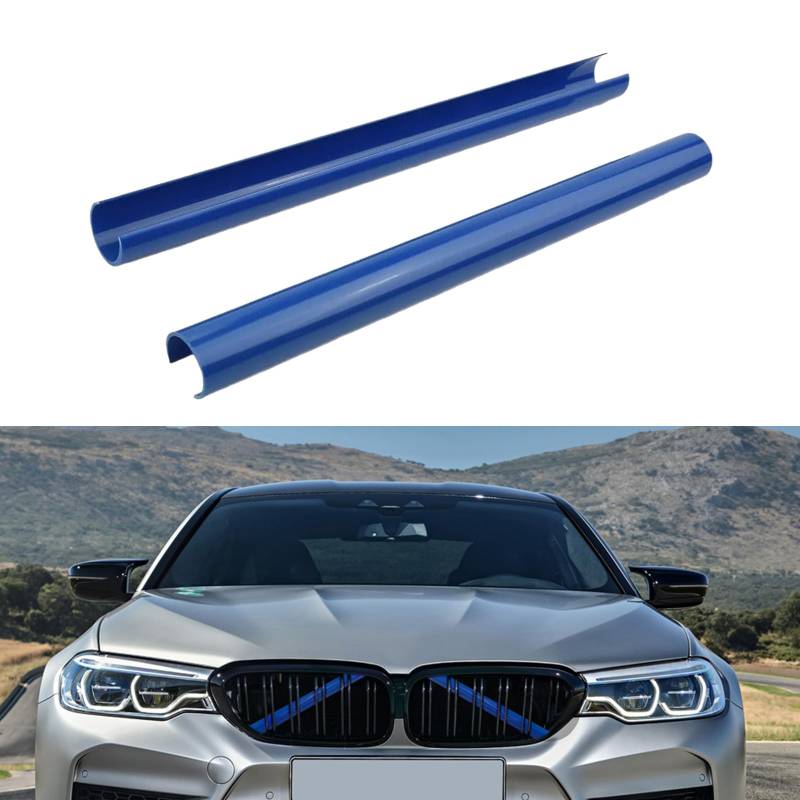 YIUBCZOQI Nieren Streifen Kühlergrill Einsätze Zierleiste Frontgrill Einsatz für BMW 1er 2er 3er 4er 5er 6er 7er, F20 F21 F22 F23 F30 F31 F32 F33 F36 G30 G32 G11 G12 G14 Grill Streifen 2PCS Blau von YIUBCZOQI