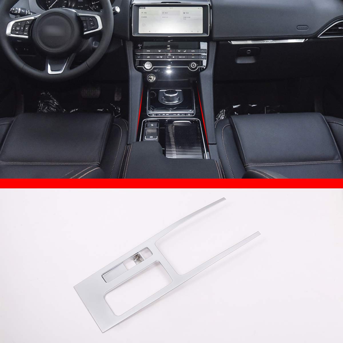 ABS Chrom Auto Innenraum Zubehör Mittelkonsole Getränkehalter Rahmen Trim für Jag F-PACE XE XF Linkslenker ABS Chrom Auto Innenraum Zubehör Mittelkonsole Getränkehalter Rahmen Trim für Jag F-PACE XE XF Linkslenker von YIWANG