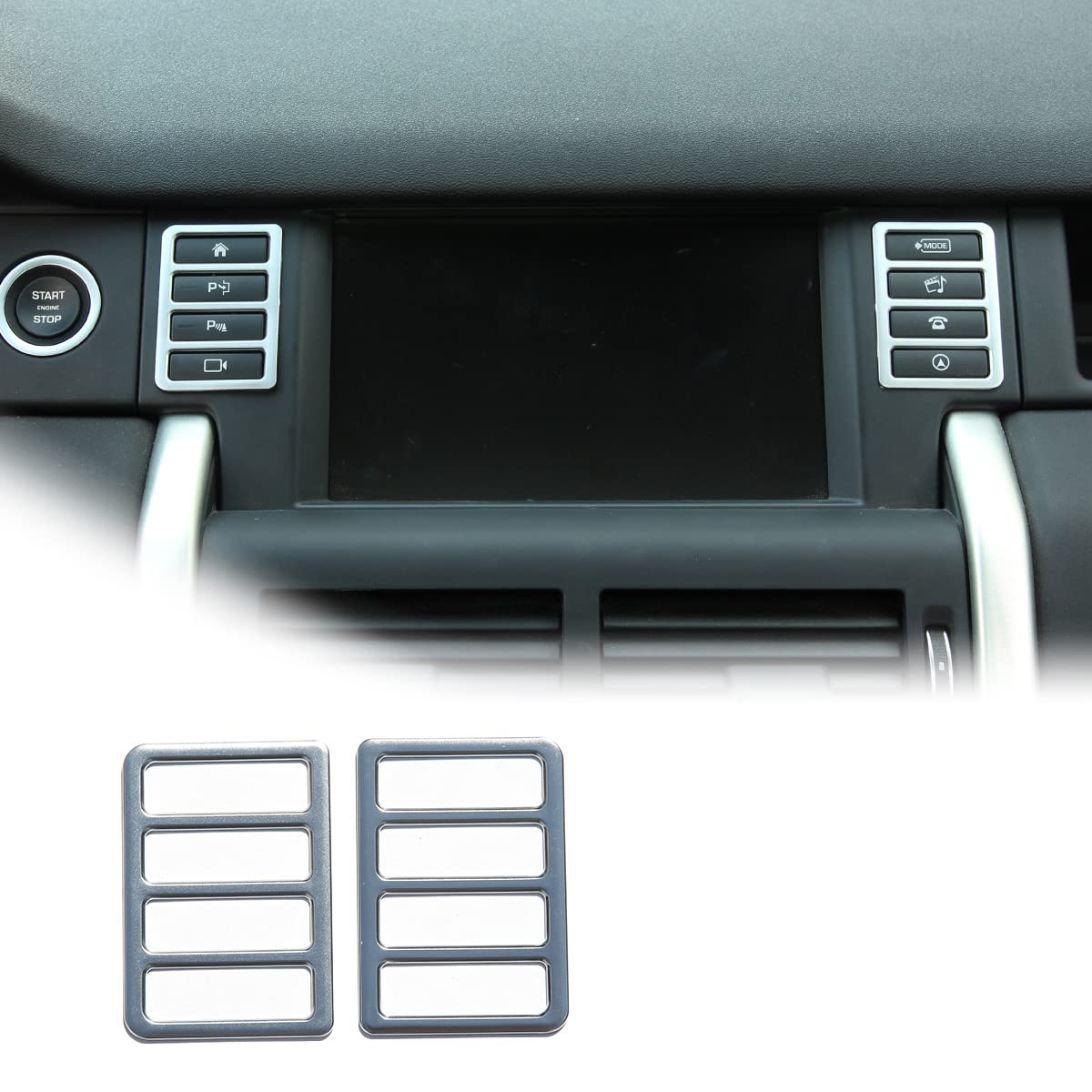 ABS Chrom Auto Multifunktionsknopf Frame Trim 2pcs für Discovery Sport Auto Zubehör (Silber) von YIWANG