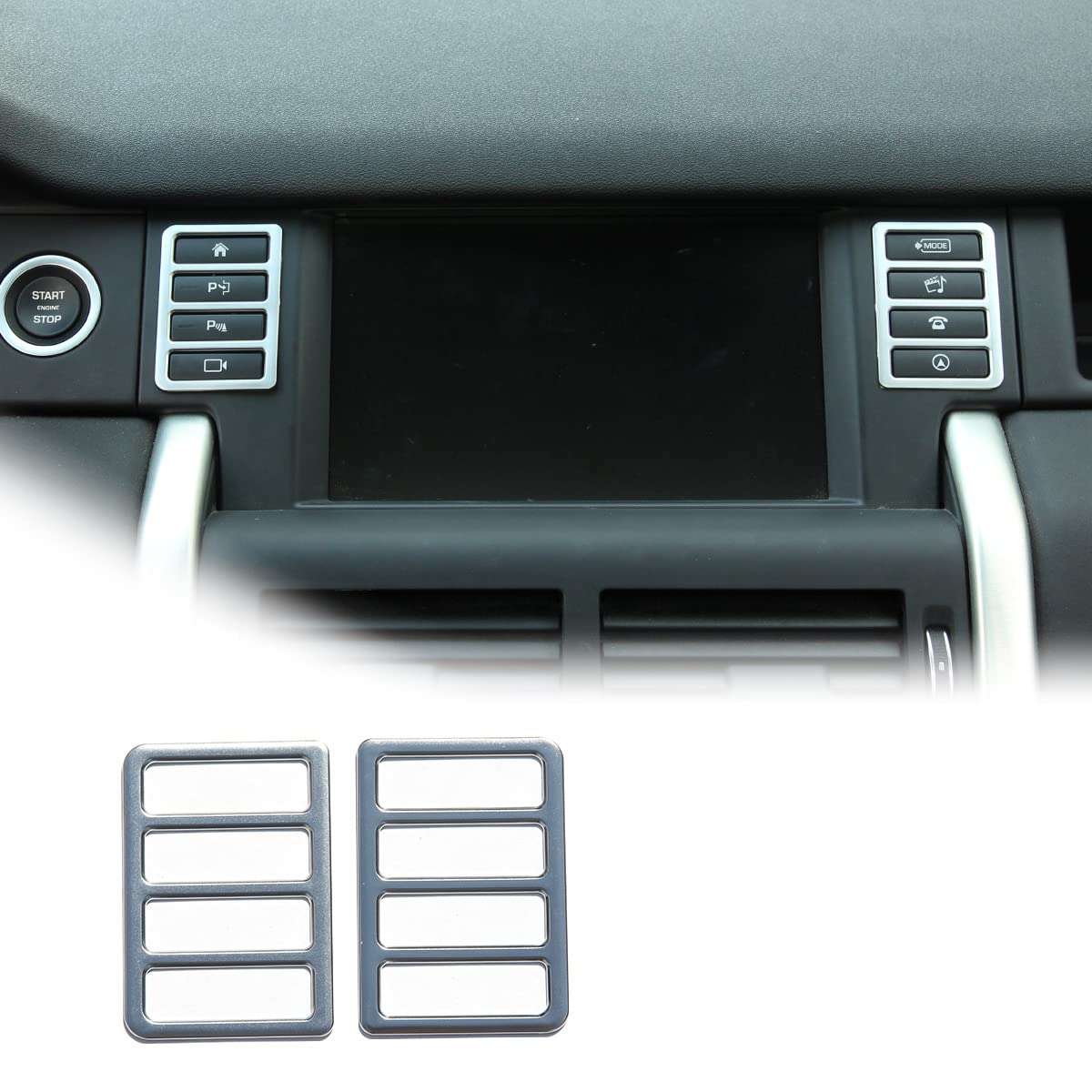 YIWANG ABS Chrom Auto Multifunktionsknopf Frame Trim 2 Stück für Discovery Sport Auto Zubehör (Silber) von YIWANG