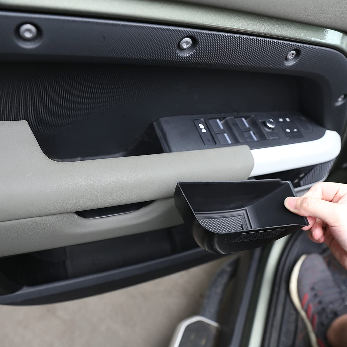ABS schwarz Autotür Aufbewahrungsbox Telefonablage Zubehör für Land Rover Defender 110 2020-2022 von YIWANG
