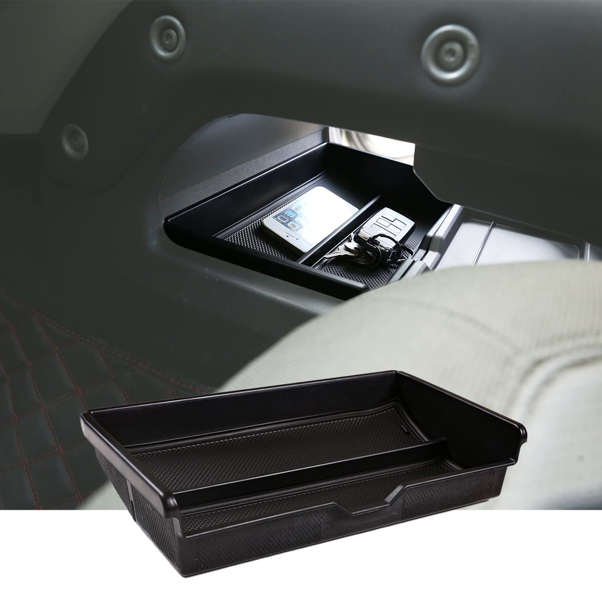 Aufbewahrungsbox für LR Defender 110 2020–2022 ABS schwarz Auto Zentrale untere Ebene Aufbewahrungsbox Telefonbox Autozubehör von YIWANG