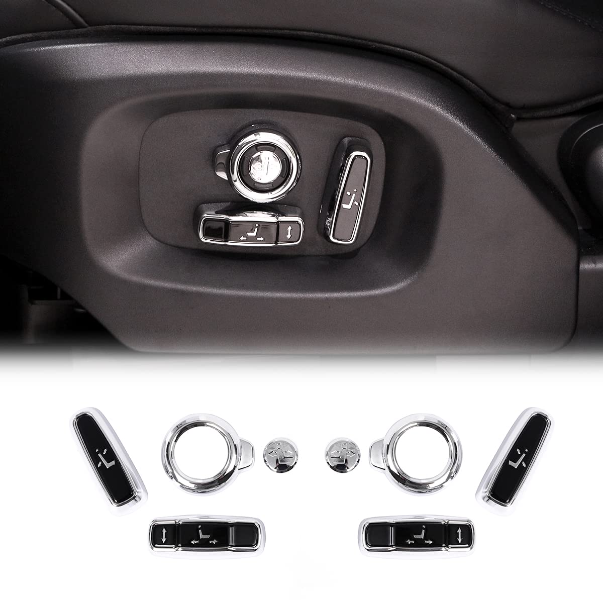 YIWANG ABS Sitzverstellknopf-Verkleidung, 8 Stück, Drucktaste, normalerweise offen, Chrom, manuell, für Land Rover & Jaguar Modelle YIWANG ABS Sitzverstellknopf-Verkleidung, 8 Stück, Drucktaste, normalerweise offen, Chrom, manuell, für Land Rover & Jaguar Modelle von YIWANG