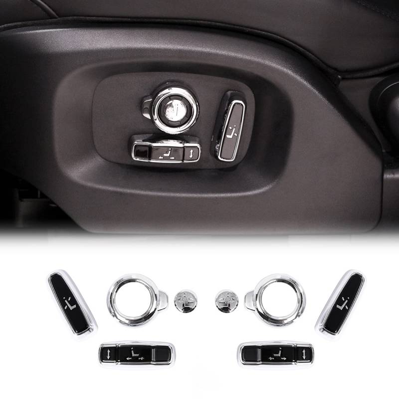 YIWANG ABS Sitzverstellknopf-Verkleidung, 8 Stück, Drucktaste, normalerweise offen, Chrom, manuell, für Land Rover & Jaguar Modelle von YIWANG