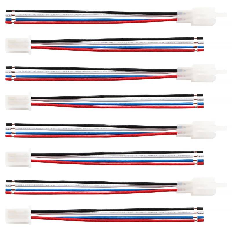 YIXISI 4 Paar 2.8mm 4 Pin Automotive Elektrokabel Steckverbinder, Männlich & Weiblich Gehäuse Stecker mit 140mm 20 AWG Kabel, für Motorrad, Fahrrad, Auto, Boote, Nylon von YIXISI
