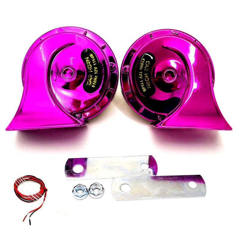 YIYIDA Auto Horn 115DB Elektrohorn Lufthorn Rot Doppelton Schneckenhorn Wasserdicht Hochton- und Tieftonhorn Mit Metallhalterung für 12V Car Motorrad Vans LKW von YIYIDA