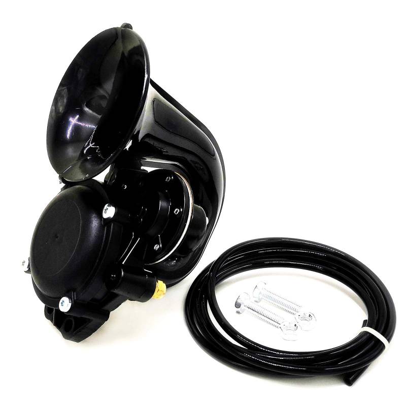 YIYIDA Auto Elektrisches Horn 12V/24V Schneckenhorn 150DB Lautsprecher Mit Lederrohr Super Trompete Luftschnecke Single Wasserdicht Universal für Boot Auto Moto Vans Truck von YIYIDA