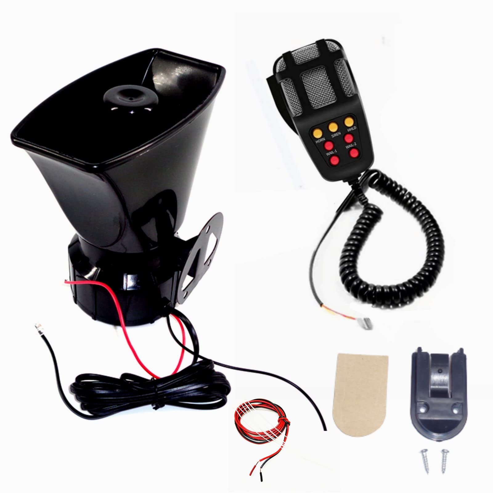 YIYIDA Polizei Sirene 7 Ton Auto Hupe Lufthorn 130 db Fahrzeug Sirene Notfall Sound Verstärker mit Mikrofon PA-Lautsprecher System Autoalarm für 24V Boot Lastel etc von YIYIDA