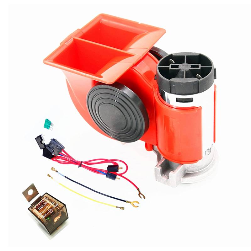 YIYIDA Auto air horn 135DB dual trompete super laute schnecke elektrische pumpe sirene, Lautsprecher chrom zink aluminium Autohupe mit kompressor für jeden 12V auto lkw lkw SUV boot motorrad busse von YIYIDA