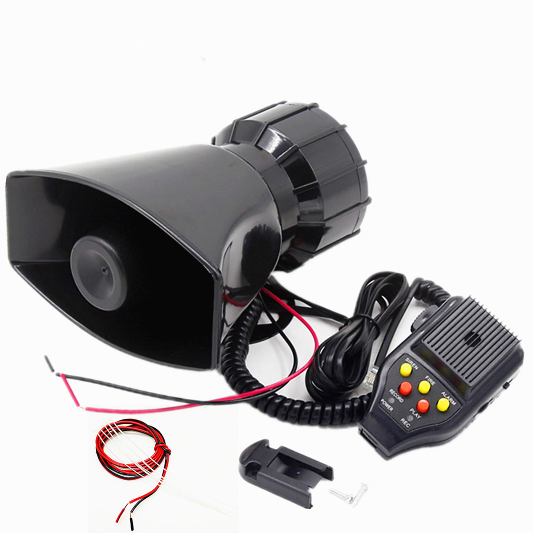 YIYIDA Auto-sirene lautsprecher autohupe 100 W 130DB auto sirene fahrzeug hupe mit mikrofon PA lautsprechersystem notverstärker alarmtrompete aufnahmefunktion für jedes 12V fahrzeug LKW boot car etc von YIYIDA