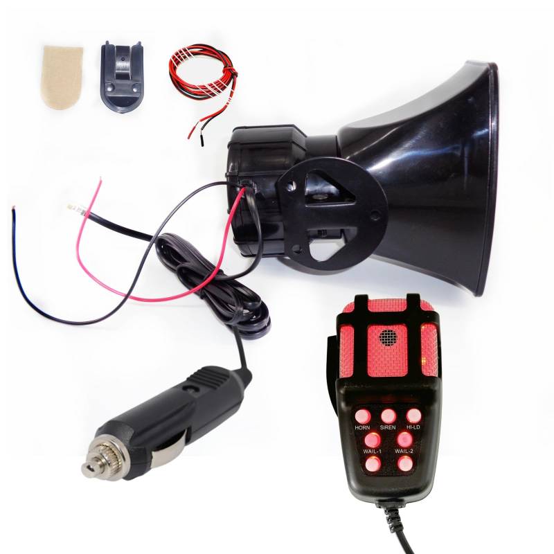 YIYIDA Autohupe Sirene horn 7-Ton Installation einfache verbindung Auto-Zigarettenanzünder 135db LKW Hupe Lufthorn Rotlicht-Mikrofon PA Lautsprecher system Warnalarm Car Horn für 12V Auto LKW etc von YIYIDA