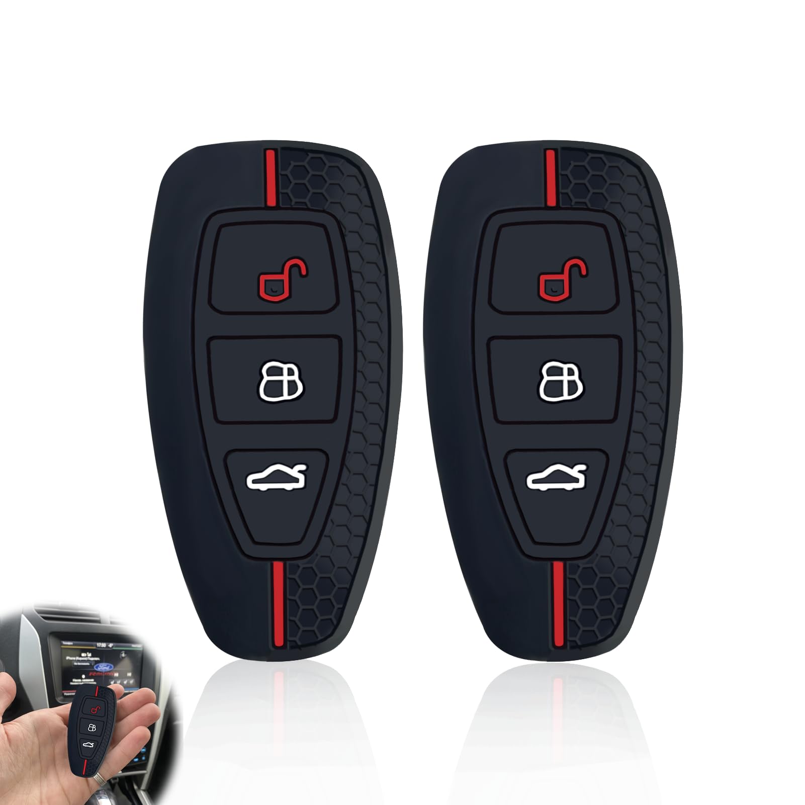 YIZWINS 2er-Pack Silikon Autoschlüssel Hülle, Autoschlüssel Schutz Keyless für Ford 3-Tasten Autoschlüssel, Hochwertige Silikon Schutzhülle Schlüsseletui für Ford Focus mk3 Ford Focus mk4(Schwarz) YIZWINS 2er-Pack Silikon Autoschlüssel Hülle, Autoschlüssel Schutz Keyless für Ford 3-Tasten Autoschlüssel, Hochwertige Silikon Schutzhülle Schlüsseletui für Ford Focus mk3 Ford Focus mk4(Schwarz) von YIZWINS