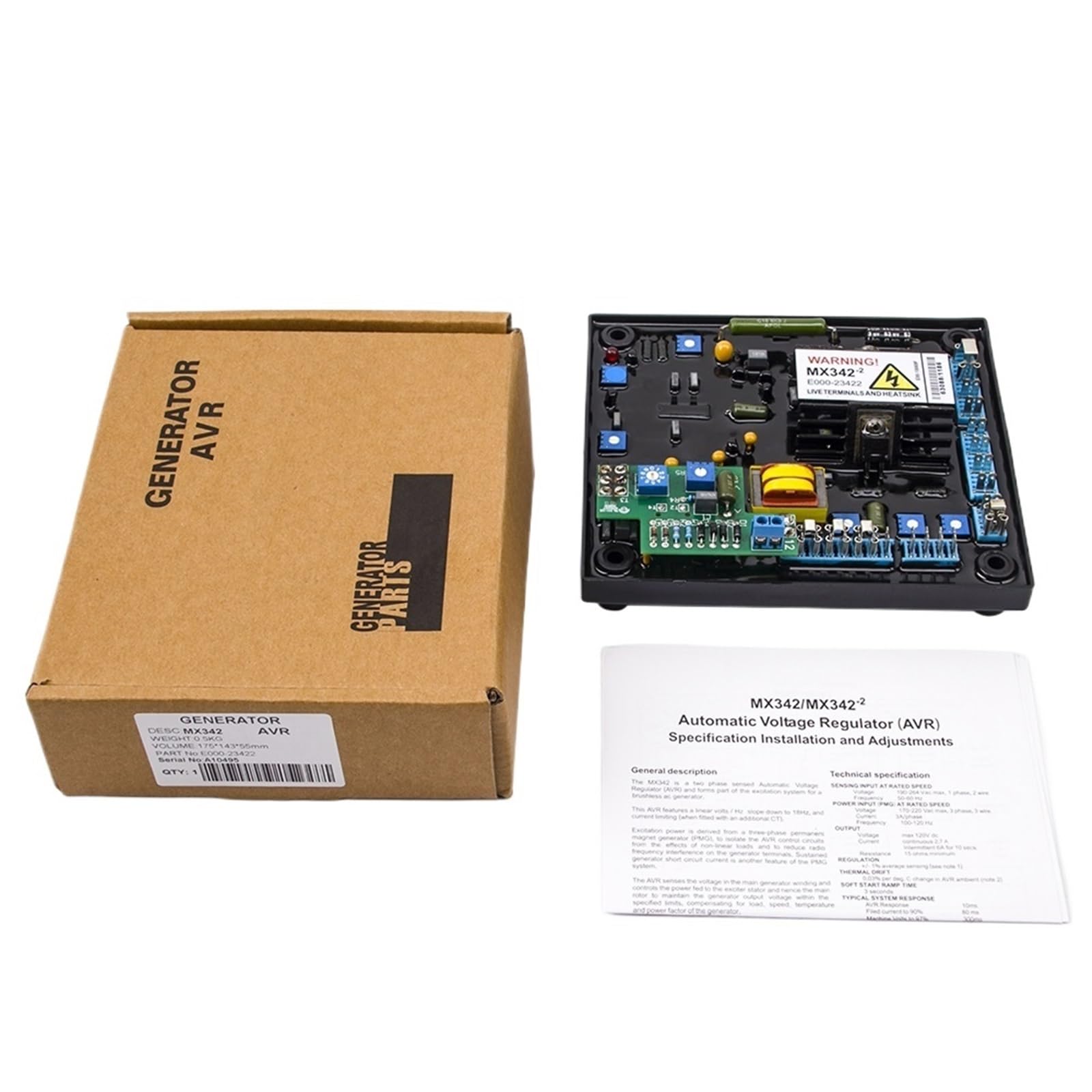 MX342 MX342-2 Automatischer Spannungsregler PMG Permanentmagnetgenerator Automatischer Spannungsregler Anregungsstabilisator Abtastspannung 220 V 380 V von YJCUCVL