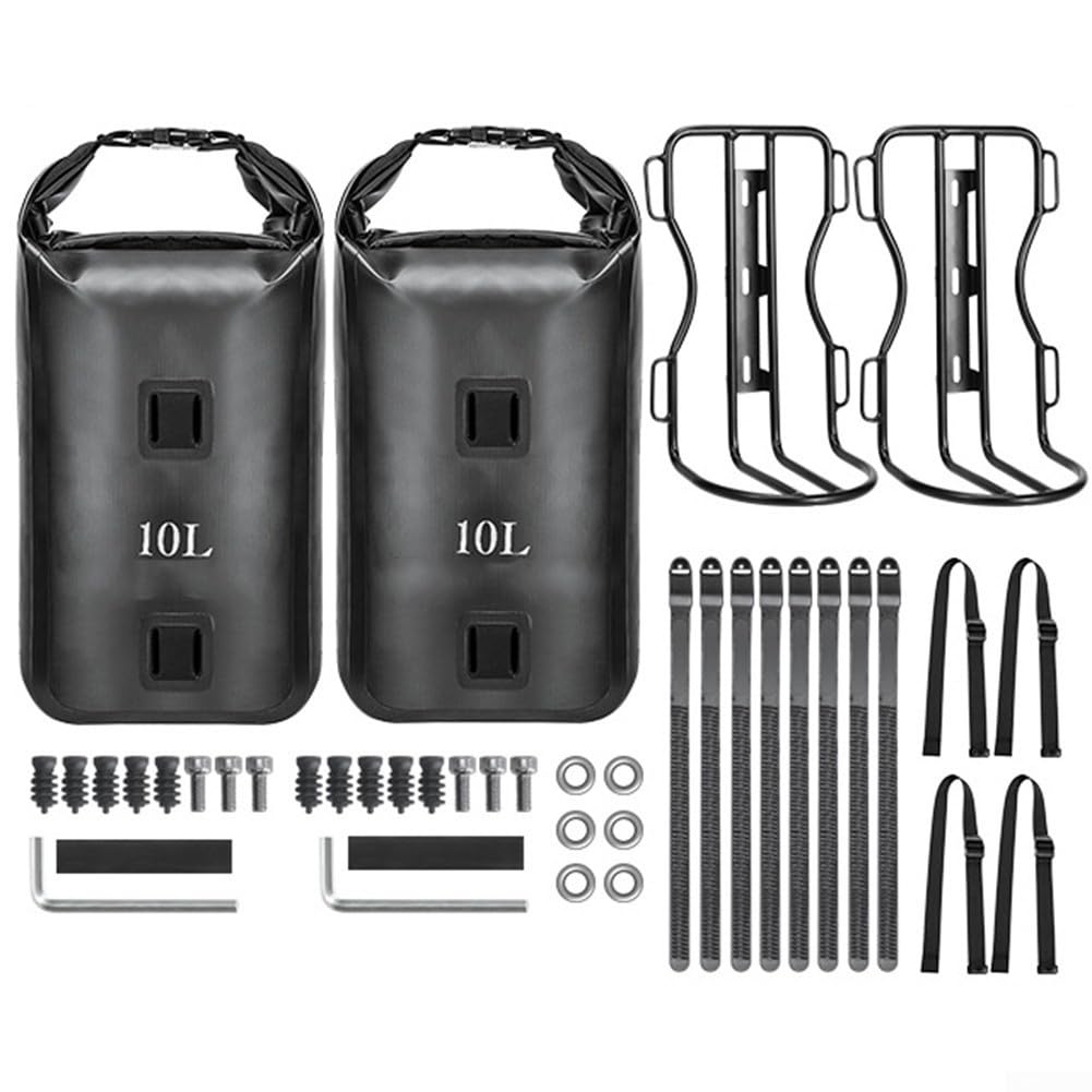 YJDOORPLAY Sleek 10L Fahrrad-Vorderradgabel-Aufbewahrungstasche mit widerstandsfähigem Aluminium-Montagesystem für maximale Funktionalität (2 x Gepäckträger + 2 x Tasche) von YJDOORPLAY