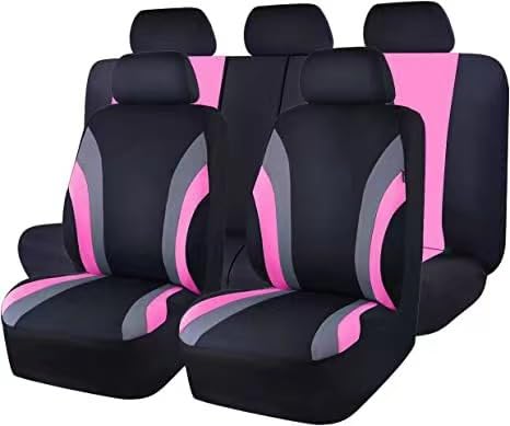 YJLYQF Autositzbezüge Kompatibel mit to-yota Vios Belta Yaris Sedan Limo XP90 2008-2012, Stoff Vordersitze und Rücksitze mit Auto Airbag Schonbezüge waschbar leicht anzubringen,C/Pink von YJLYQF
