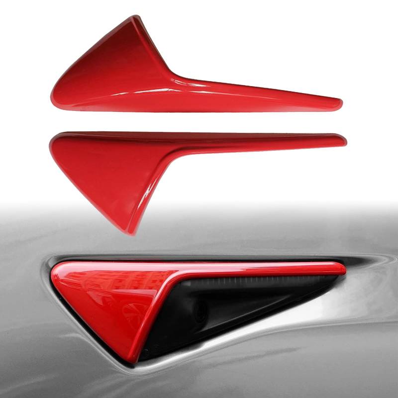 YJMOTOR Passend für Tesla Model 3 Y HW3.0 Blinker-Seitenkamera-Schutzabdeckung, Dekorationszubehör, passend für Tesla Model 3 Y 2017–2023 (rot) von YJMOTOR