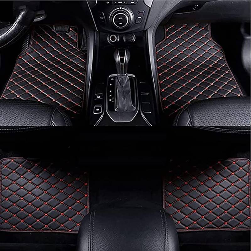Auto Fußmatten für Lexus LM (7 Seats) 2020 2021 2022 2023 2024 2025(LHD), Allwetter PU Leder Autoteppiche Set Bodenmatte Wasserdicht Matten Innenraum Zubehör,A-Black Red von YJPHR