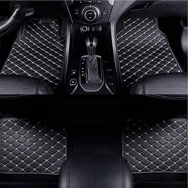 Auto Fußmatten für Lexus LS LS350 LS500H 2018-2020 2021 2022 2023 2024 2025(LHD), Allwetter PU Leder Autoteppiche Set Bodenmatte Wasserdicht Matten Innenraum Zubehör,A-Black White von YJPHR