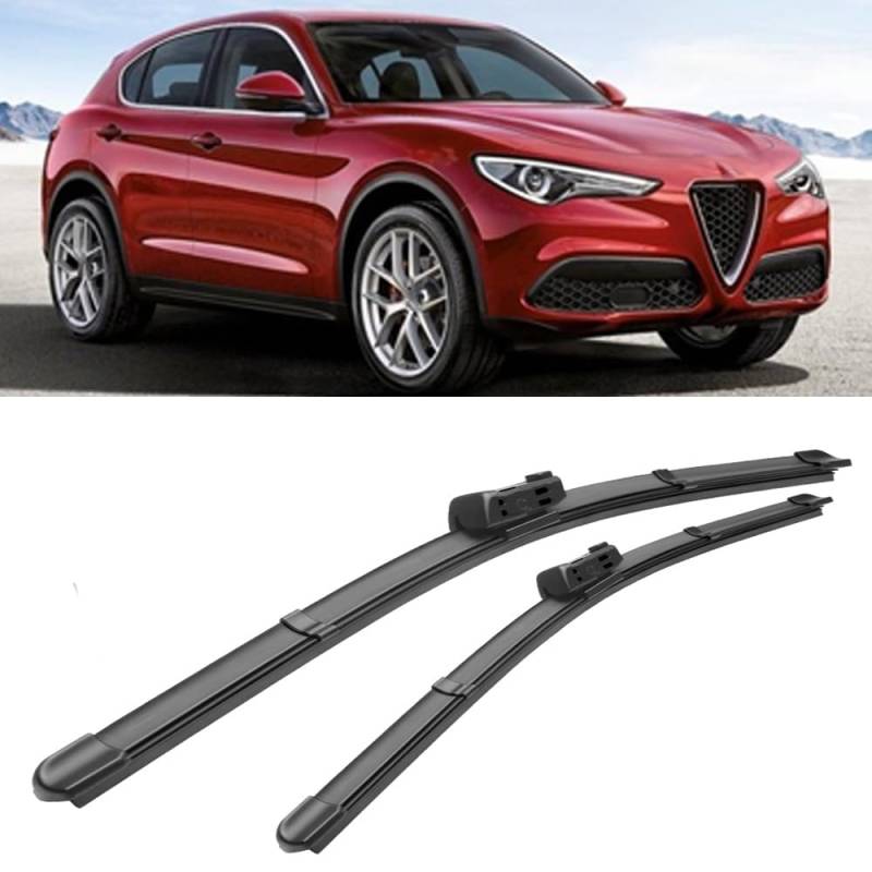 Auto Scheibenwischer für Alfa Romeo Stelvio 2016-2019 26""+18"", Frontwischerblätter Windschutzscheibe Leiser Wischerarm Wischerblatt Scheibenreiniger von YJTYC