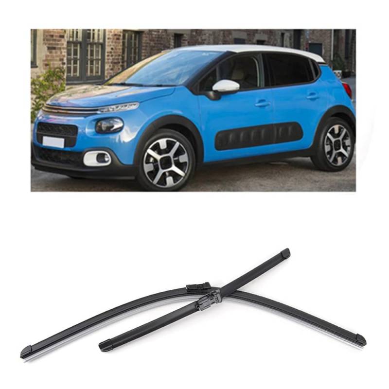 Auto Scheibenwischer für Citroen C3 MK3 2016-2023 26"+16", Frontwischerblätter Windschutzscheibe Leiser Wischerarm Wischerblatt Scheibenreiniger von YJTYC