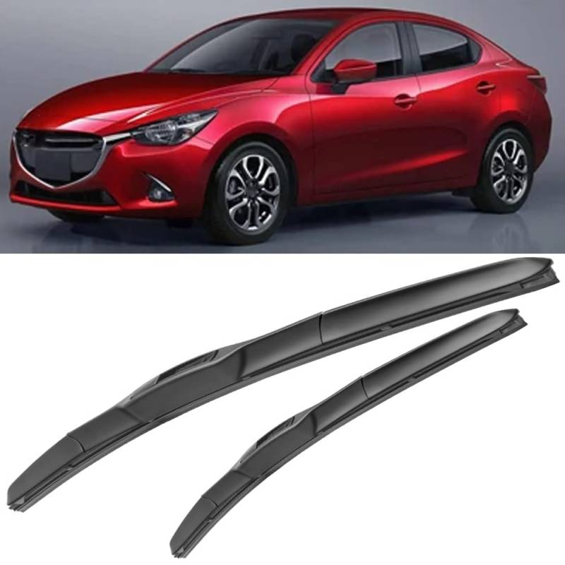 Auto Scheibenwischer für Mazda 2 DJ 2015-2017 22"+17", Frontwischerblätter Windschutzscheibe Leiser Wischerarm Wischerblatt Scheibenreiniger von YJTYC