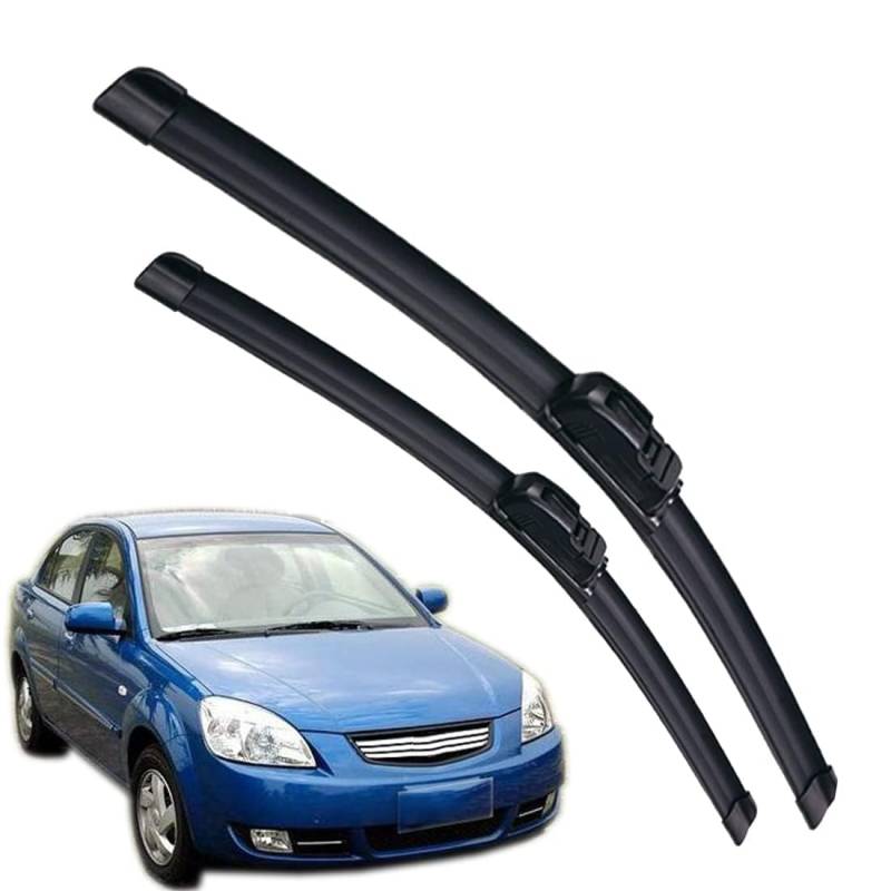 Auto Scheibenwischer für Rio 2 JB 2005-2011, Frontwischerblätter Windschutzscheibe Leiser Wischerarm Wischerblatt Scheibenreiniger von YJTYC