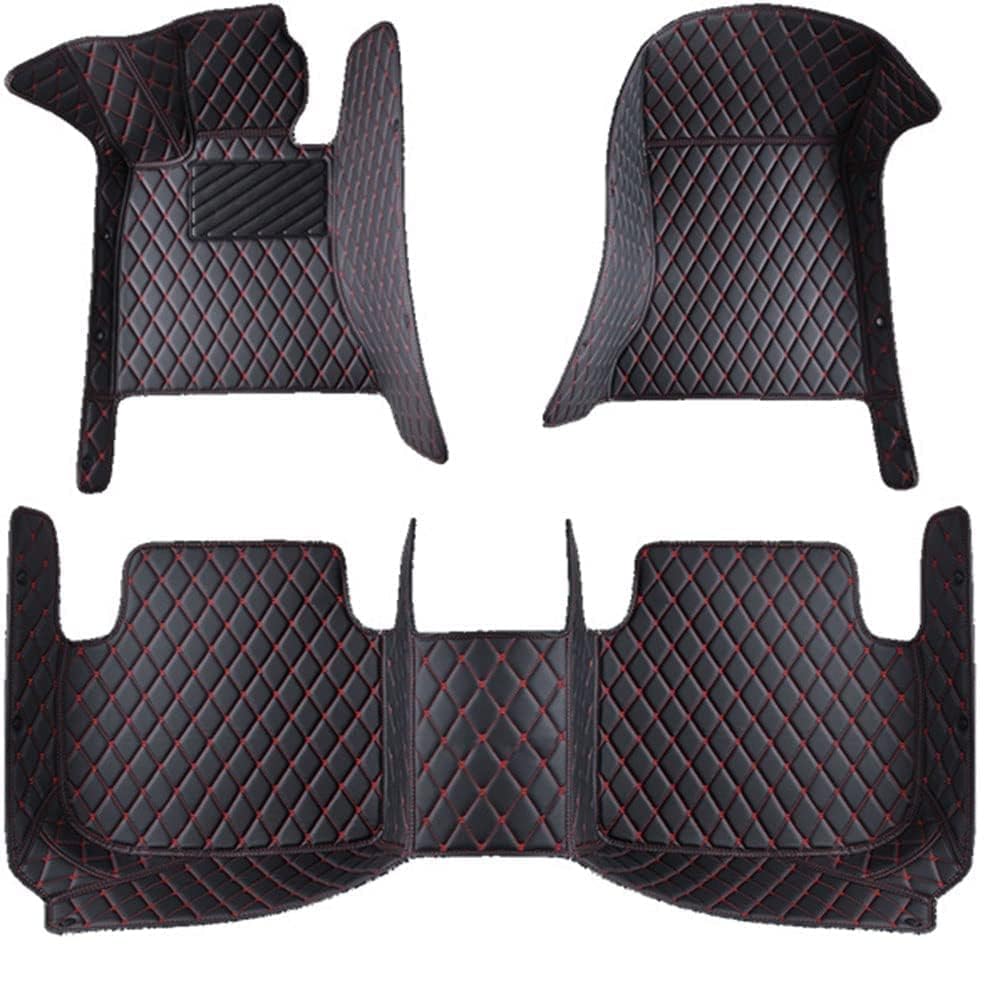 Nach Maß Auto FußMatten für Ford Foucs MK2 2004-2011(LHD), Individuelle Passform für Die Meisten Modelle Kunstleder Fussmatten wasserdichte,D Black+red von YJTYC