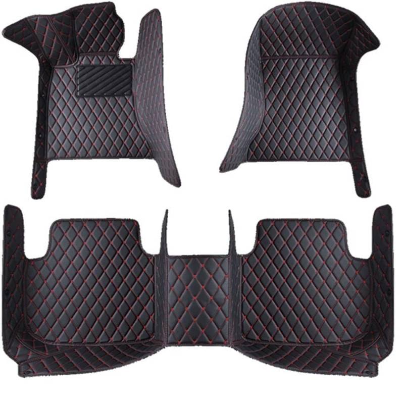 Nach Maß Auto FußMatten für Ford Foucs MK2 2004-2011(LHD), Individuelle Passform für Die Meisten Modelle Kunstleder Fussmatten wasserdichte,D Black+red von YJTYC